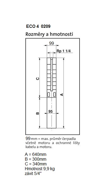 ECO4 0209 rozměry, hmotnost